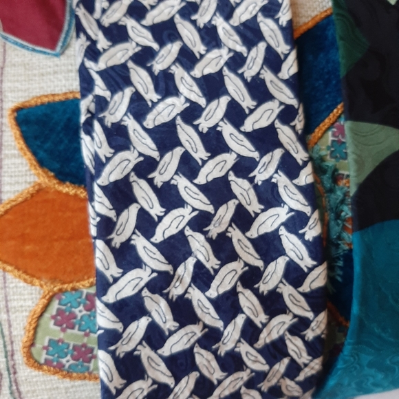 BALMAIN (2) Silk Vintage Ties Penguins Art Deco - Picture 4 of 8